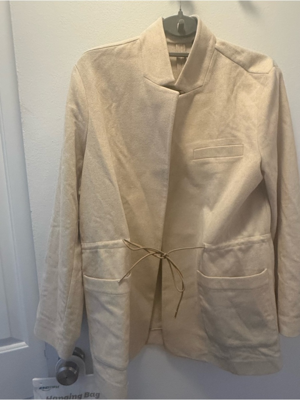 NWT Jenni Kayne Scout Jacket Oat Beige Wool Blend Tie Waist Coat Size M - Picture 6 of 6